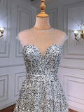vigocouture-Sparkly Sequin Prom Dresses Removable Sleeve Formal Dresses 21238-Prom Dresses-vigocouture-