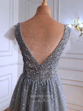vigocouture-Sparkly Sequin Prom Dresses Short Sleeve Formal Dresses 21293-Prom Dresses-vigocouture-