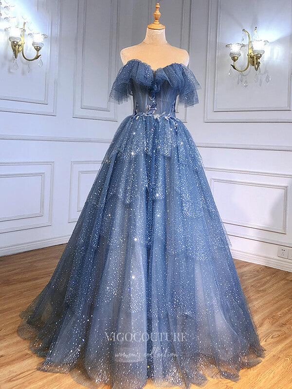 vigocouture-Sparkly Sequin Prom Dresses Strapless Evening Dresses 21224-Prom Dresses-vigocouture-Blue-US2-