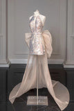 vigocouture-Sparkly Sequin Short Prom Dress Bow-Tie Homecoming Dress 21317-Prom Dresses-vigocouture-Blush-US2-