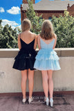 vigocouture-Sparkly Tulle Hoco Dresses Spaghetti Strap Tiered Homecoming Dresses hc215-Prom Dresses-vigocouture-