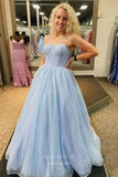 Sparkly Tulle Prom Dresses Spaghetti Strap Evening Dress 21885b-Prom Dresses-vigocouture-Light Blue-US2-vigocouture