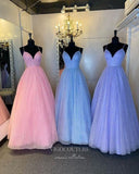 vigocouture-Blush Spaghetti Strap Prom Dresses Sparkly Tulle Evening Dress 21688-Prom Dresses-vigocouture-