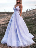 vigocouture-Blush Spaghetti Strap Prom Dresses Sparkly Tulle Evening Dress 21688-Prom Dresses-vigocouture-Lavender-US2-