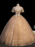 vigocouture-Sparkly Tulle Quinceanera Dresses Lace Applique Sweet 15 Dresses 21428-Prom Dresses-vigocouture-