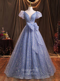 vigocouture-Sparkly Tulle Quinceanera Dresses Puffed Sleeve Sweet 15 Dresses 21382-Prom Dresses-vigocouture-