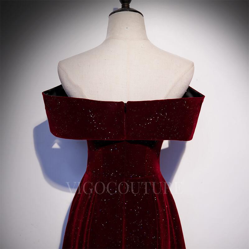 vigocouture-Sparkly Velvet Prom Dress 2022 Off the Shoulder Prom Gown-Prom Dresses-vigocouture-