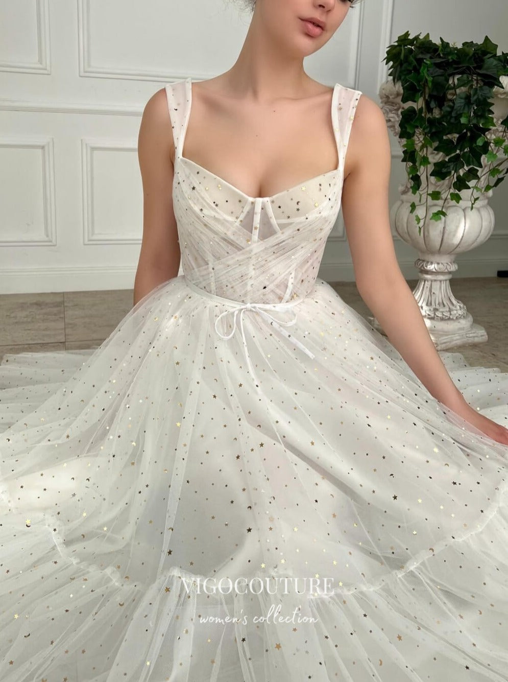 vigocouture-Starry Tulle Hoco Dresses Midi Length Sweetheart Neck Homecoming Dresses hc227-Prom Dresses-vigocouture-