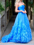 vigocouture-Strapless A-Line Floral Prom Dress 20622-Prom Dresses-vigocouture-Light Blue-US2-