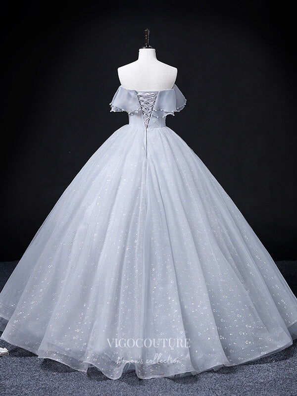 vigocouture-Strapless Beaded Prom Dresses Sparkly Tulle Princess Dresses 21354-Prom Dresses-vigocouture-
