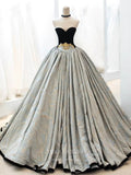 vigocouture-Strapless Jacquard Prom Dresses Chapel Train Formal Gown 21036-Prom Dresses-vigocouture-As Pictured-Custom Size-