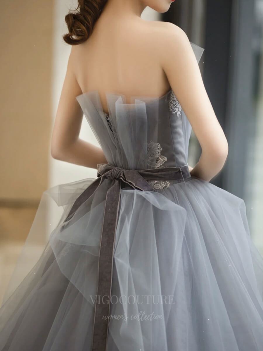 vigocouture-Strapless Lace Applique Prom Dress 20645-Prom Dresses-vigocouture-