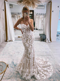 Strapless Lace Applique Wedding Dresses Mermaid Bridal Dresses W0063