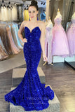 Strapless Mermaid Prom Dresses Sequin Sweetheart Neck Evening Dress 20835-Prom Dresses-vigocouture-Fuchsia-US2-vigocouture