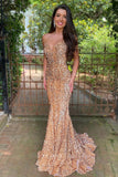 Strapless Mermaid Prom Dresses Sequin Sweetheart Neck Evening Dress 20835-Prom Dresses-vigocouture-Gold-US2-vigocouture