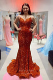 Strapless Mermaid Prom Dresses Sequin Sweetheart Neck Evening Dress 20835-Prom Dresses-vigocouture-Red-US2-vigocouture