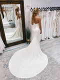Strapless Mermaid Wedding Dresses Satin Bridal Dresses W0077