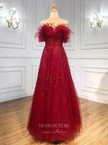 vigocouture-Strapless Prom Dresses Beaded Evening Dresses 21246-Prom Dresses-vigocouture-Burgundy-US2-