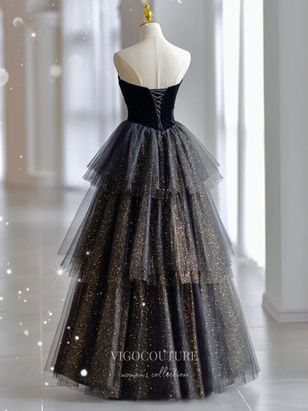 vigocouture-Strapless Prom Dresses Sparkly Tulle Formal Dresses 21044-Prom Dresses-vigocouture-