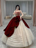 vigocouture-Strapless Quinceanera Dresses Rosette Formal Gown 21019-Prom Dresses-vigocouture-