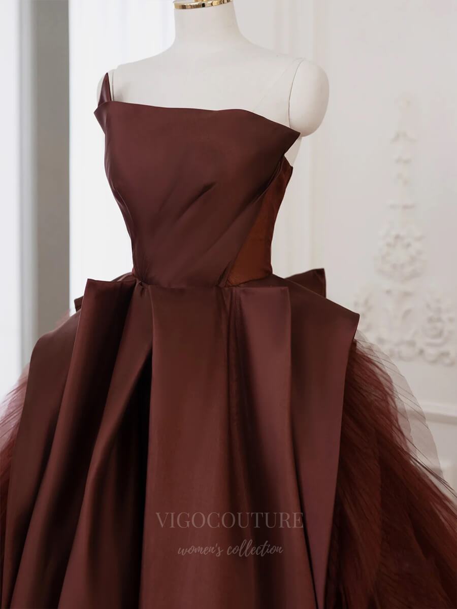 vigocouture-Strapless Satin And Tulle Prom Dress 20650-Prom Dresses-vigocouture-