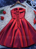 vigocouture-Strapless Satin Homecoming Dress 20364-Prom Dresses-vigocouture-
