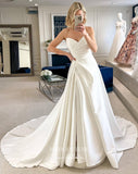 vigocouture-Strapless Satin Wedding Dresses A-Line Bridal Dresses W0067-Wedding Dresses-vigocouture-As Pictured-US2-