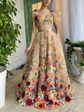 Stunning 3D Flower Lace Prom Dress with Pockets - Perfect Spring Formal Dress with Spaghetti Straps 21008