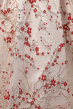 Stunning Jacquard Satin and Velvet Prom Dress with Puffed Sleeves 22283-Prom Dresses-vigocouture-Blush-Custom Size-vigocouture