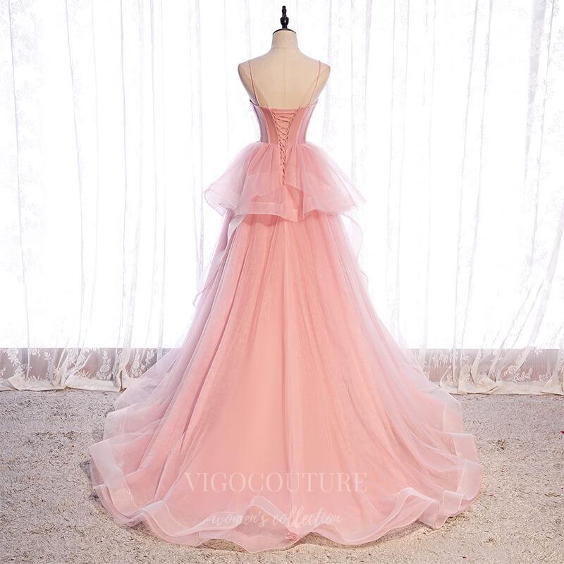vigocouture-Tiered Prom Dress 2022 Spaghetti Strap Party Dress 20557-Prom Dresses-vigocouture-