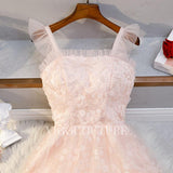 vigocouture-Tiered Spaghetti Strap Lace Prom Dress 2022 Mid-length A-line Dress-Prom Dresses-vigocouture-
