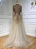Vintage Beaded Prom Dresses Extra Long Sleeve High Neck Pageant Dress 21633-Prom Dresses-vigocouture-Light Blue-US2-vigocouture