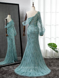 Vintage Beaded Prom Dresses with Slit One Shoulder 20s Evening Dresses 22077-Prom Dresses-vigocouture-Green-US2-vigocouture