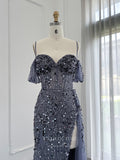 Vintage Beaded Prom Dresses with Slit Spaghetti Strap 1920s Evening Dress 22142-Prom Dresses-vigocouture-Pink-US2-vigocouture