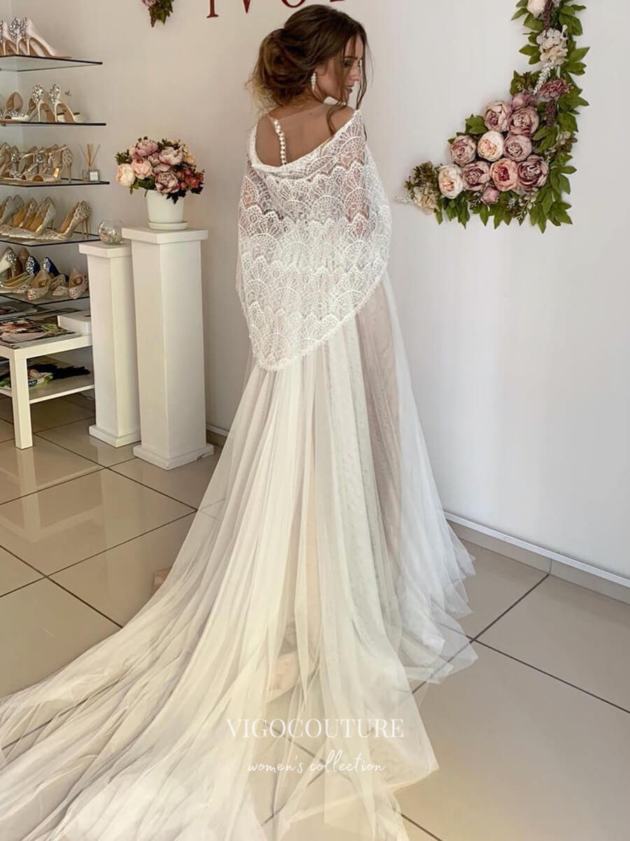 Cape Sleeve Lace Applique Wedding Dresses A-Line Bridal Dresses W0051 As Pictured / 26W Cape Sleeve Lace Applique Wedding Dresses A-Line Bridal Dresses W0051 As Pictured / 26W