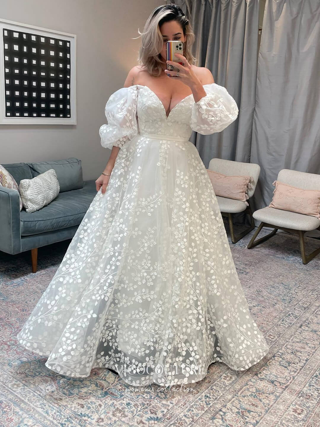 Lace Applique Long Sleeve Wedding Dresses A-Line Sweetheart Neck Bridal Dresses W0065 As Pictured / US16 Lace Applique Long Sleeve Wedding Dresses A-Line Sweetheart Neck Bridal Dresses W0065 As Pictured / US16