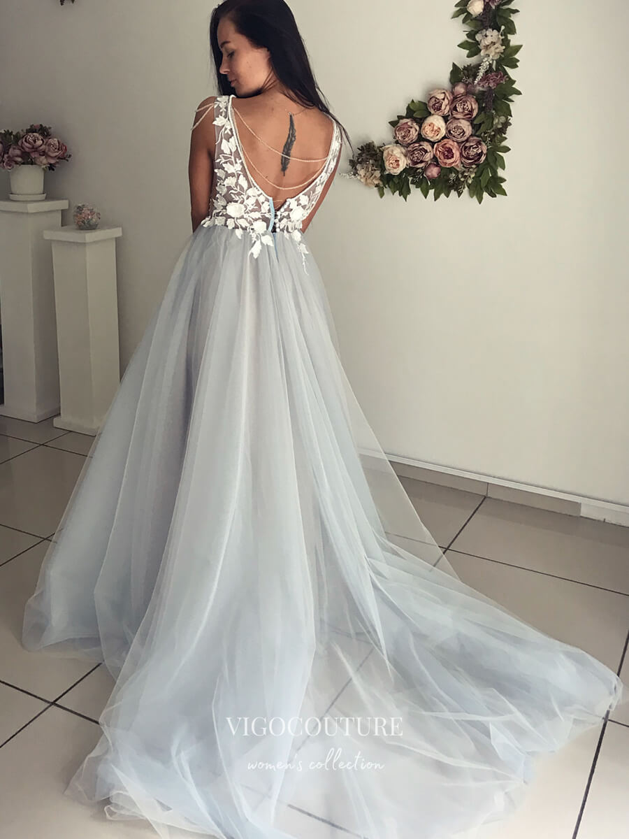 Lace Applique Wedding Dresses A-Line Bridal Dresses W0041 – vigocouture