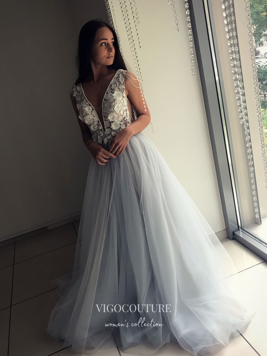 vigocouture-Lace Applique Wedding Dresses A-Line Bridal Dresses W0041-Wedding Dresses-vigocouture-