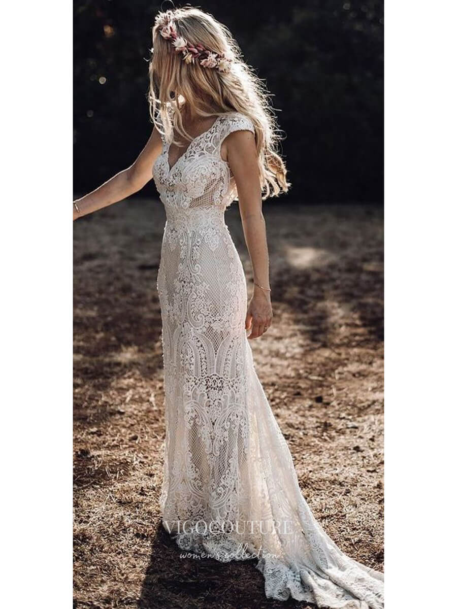 Bohemian Wedding Casual Rustic Wedding Dresses Vintage Country A