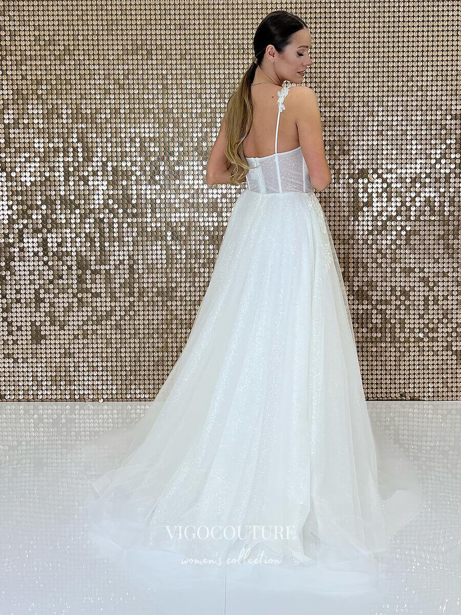 Sparkly Lace Wedding Dresses Spaghetti Strap Bridal Dresses W0050 As Pictured / 24W Sparkly Lace Wedding Dresses Spaghetti Strap Bridal Dresses W0050 As Pictured / 24W