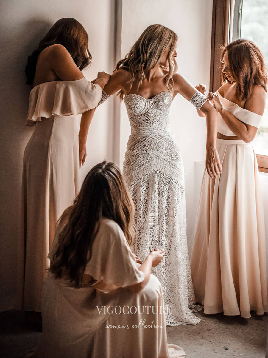 boho wedding dress with removable sleeves Boho Wedding Dress Sleeves: Lace Fringe Detachable Bridal Arm Cuffs