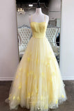 vigocouture-Yellow 3D Flower Prom Dresses Spaghetti Strap A-Line Evening Dress 21721-Prom Dresses-vigocouture-Yellow-US2-