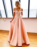 vigocouture-Satin Off the Shoulder Prom Dress 20844-Prom Dresses-vigocouture-Pink-US2-