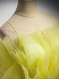 vigocouture-Yellow Tiered Quinceanera Dresses Spaghetti Strap Sweet 16 Dresses 20907-Prom Dresses-vigocouture-
